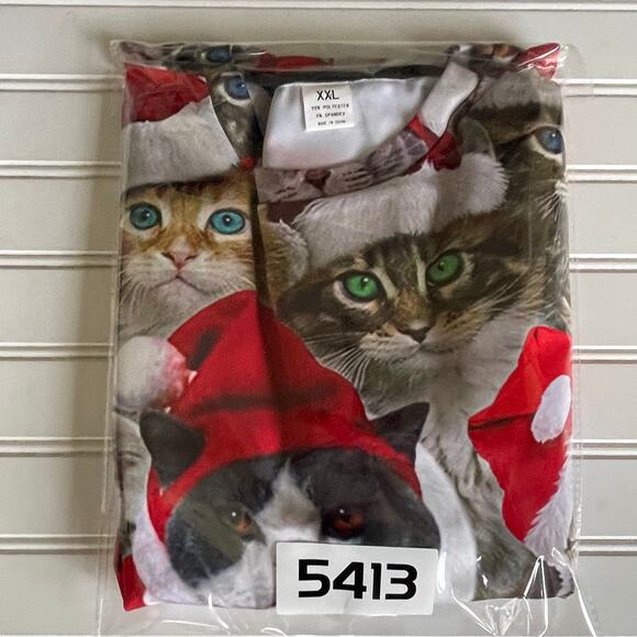 No Tag Santa Kitty Cats Holiday Sweater Size 2X - Picture 7 of 7